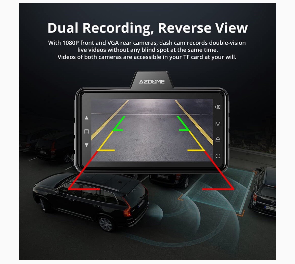 AZDOME M01 Pro FHD 1080P Dash Cam 3 Inch Car Driving Recorder With