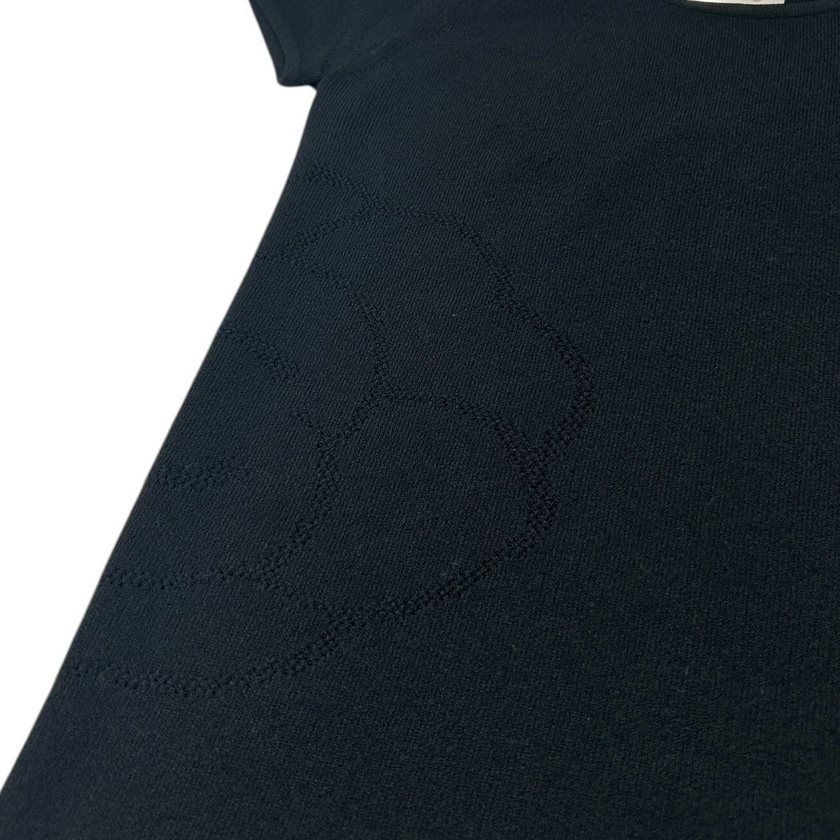 CHANEL Vintage 05P CC Camellia Logo T-shirt Top #38 Black Short