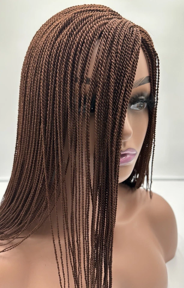 Afro Braided Wig Micro Twist Braids Wigs for Black Women Middle Part None Lace - Image 2 of 4