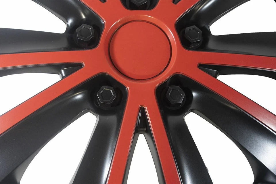 4 x Back & Red Wheel Trims Hub Caps 14" fits Citroen C1 C2 C3 C4 Saxo - Image 4 of 4