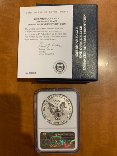 2019 S Silver Eagle Enhanced REVERSE Proof 19XE Rare -  Low COA #270 NGC PF70