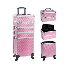 Adazzo 4 in 1 Rolling Makeup Trolley Train Case Cosmetic Suitcase, Box for Ma...