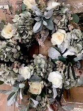 Handmade Designer Wreath Neutral Farmhouse Eucalyptus Silk 24”