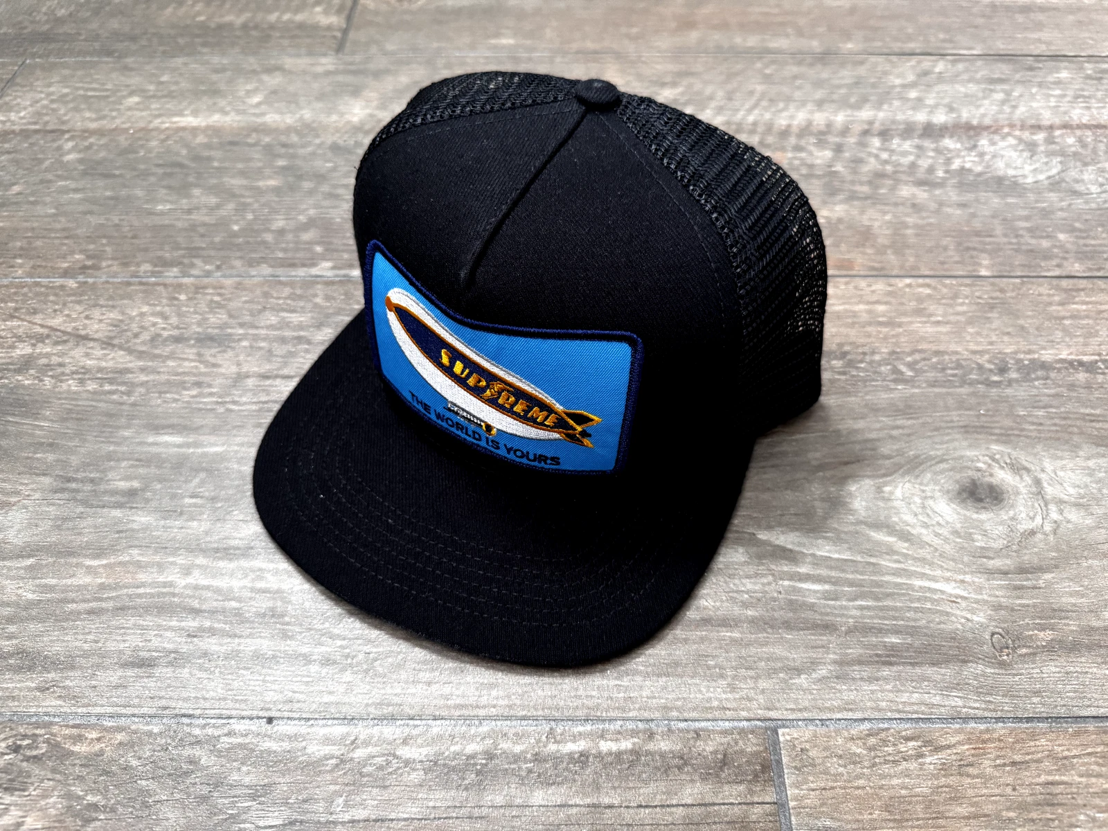 Supreme Black Blimp World Is Yours Mesh Snapback Trucker Hat Authentic NEW 2012