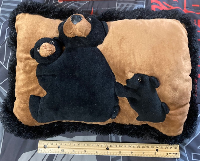 Yosemite? Jaag Plush 15” Brown Throw Pillow 3D Baby Black Bear Family Soft Vel