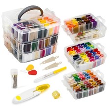 187Pcs Embroidery Floss Kit - 150 Colors Cross-Stitch Thread  Tailoring Tools f