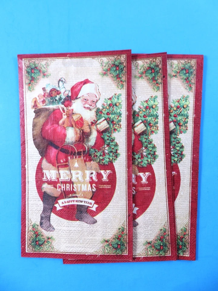 Servilletas de Navidad de papel Punch Studio tamaño cena lote de 15 estilo vintage 3 capas Foto 4 de 4
