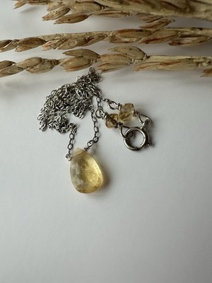Natürlicher Citrin Briolette Anhänger Halskette 925 Patina Sterlingsilber rustikal