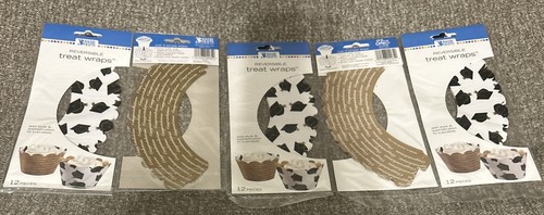 Lotto di 5 Confezioni 60 Total Bakery Crafts Cupcake Wraps Bianco Reversibile LAUREA - Foto 1 di 2