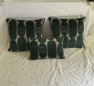 Ryan Studio Green and Beige Velvet  Pillow set of 3 (21”x 21” /20”x14”