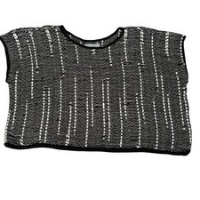 Tonle Black and White Woven Upcycled Fabric Top Oversize Freesize
