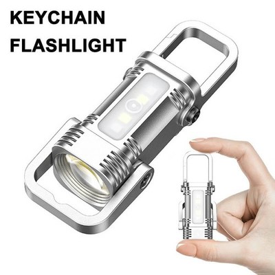 Mini Portable Keychain Flashlight USB Rechargeable Multifunctional LED Light