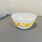 Hazel Atlas Yellow Polka Dot 5 3/4” Mixing Bowl Milk Glass Vintage