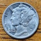 1942 Mercury Silver Dime AU-BU #AB916