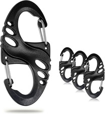 12 Pack 2" Carabiner Clip Plastic S Clips Paracord Small, Black