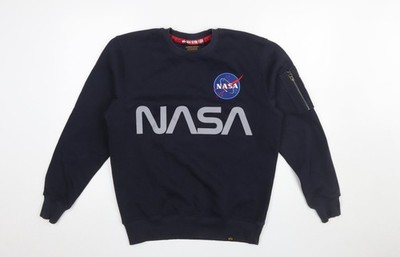Alpha Industries Herren Sweatshirt blau NASA Logo Rundhals S