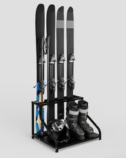 4 Pairs Ski Rack Organizer Floor Stand Ski Equipment Organizer Holder Heavy Duty