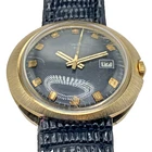 1970s Timex Marlin UFO Mechanical watch Gold Plated w Date Tested Works New Band