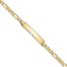 10K Yellow Gold Figaro Link ID Chain Bracelet; 8 inch; Lobster Clasp