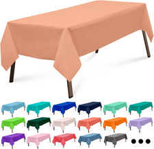 Peach 3 Pack Rectangle Plastic Tablecloth 54 x 108 Inches Premium Rose Gold Peac