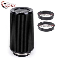 3" 3.5" 4" Inlet Performance Cold Air Intake Filter 10.5" Tall Black Universal
