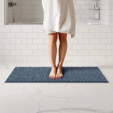 ITSOFT Plush Bathroom Rug 47x21 Gray Absorbent Non Slip Machine Washable