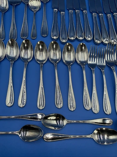 38 Pieces Lenox 18/10 Tudor Bead Augusta Silverware Flatware Spoons Forks Knives - Picture 4 of 8