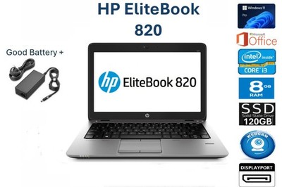 HP EliteBook 820 Laptop 120GB SSD 8GB 12,5'' WebCam WiFi DP WIN 11 PRO +MS Office