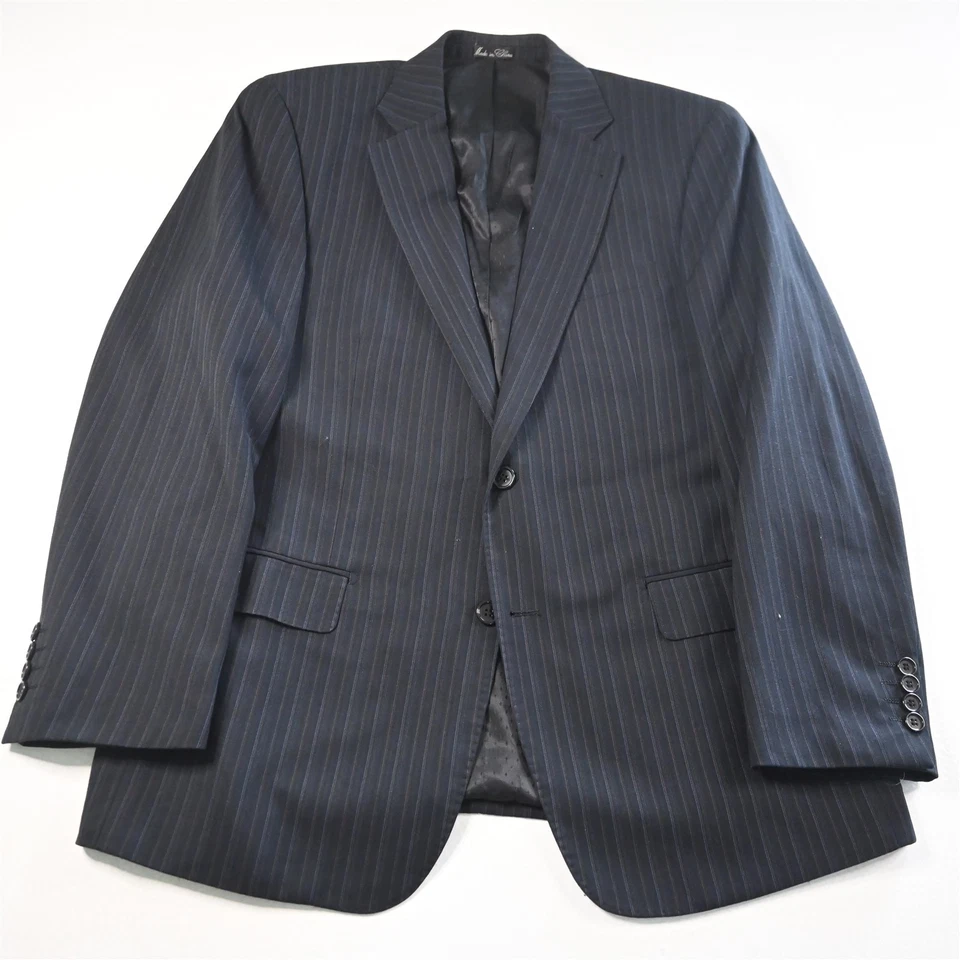 Chaqueta Pantalones Traje Evan Piccone 40R 34x34 Azul Marino Rayas Para Hombre Foto 2 de 4