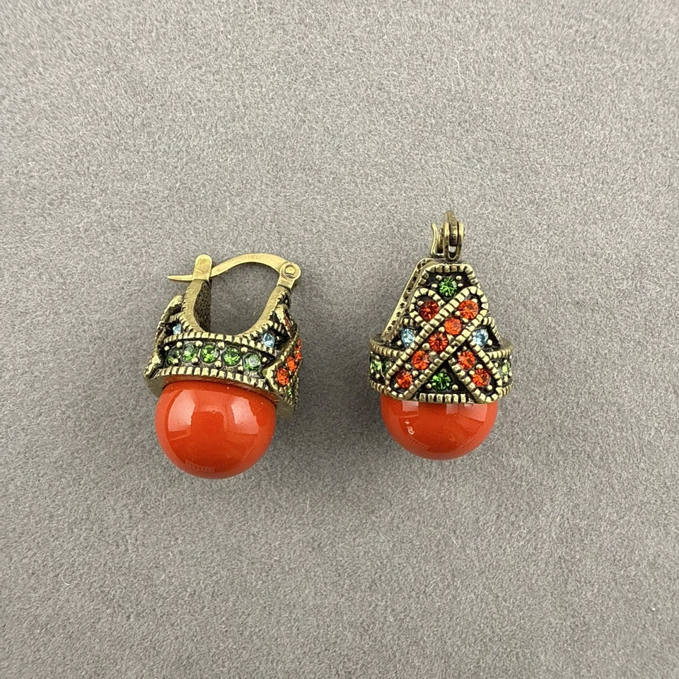 Pendientes Heidi Daus Rapsodia en Tonos Art Deco Coral Aro Cuelga Cristal Foto 2 de 4