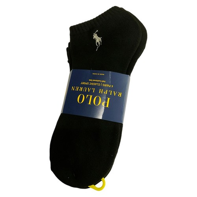 #ad NWT 6 PAIRS PACK POLO RALPH LAUREN MSRP $28.99 MEN BLACK NO SHOW SOCKS SIZE 6 12 $19.19