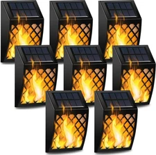 Dynaming Solar Flame Lights Outdoor, 4 Pack Solar Powered Wall Lights, Flickerin