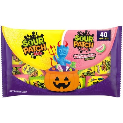 SOUR PATCH KIDS Original & Watermelon Halloween Candy Pack,40 Trick or Treat bag
