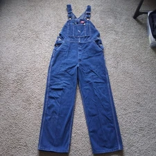 Dickies Dungarees Adult 38x32 Blue Bib Overalls Denim Work Wear Carpenter Mens