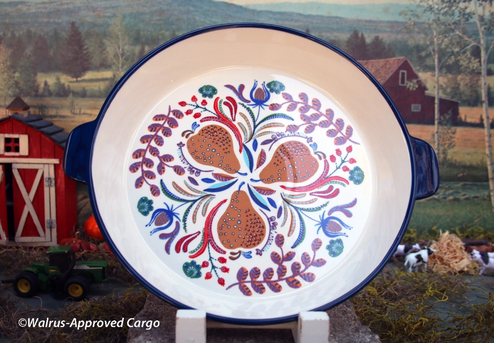 ANTHROPOLOGIE FOLKLORIC PIE DISH -NIB- GIVE NATURE A SEAT AT YOUR DESSERT TABLE!