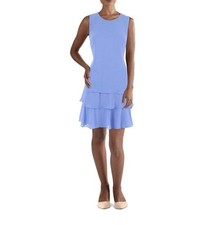 Lauren Ralph Lauren Womens Blue Ruffled Above Knee Shift Dress 2 NWT