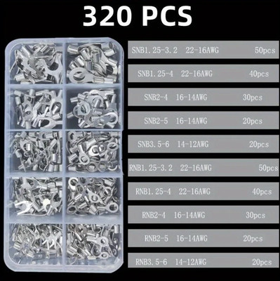 320pcs Terminal Connector Kit with Crimping Pliers OT UT Brass Set - NEW