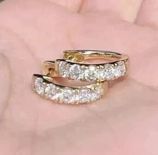 2Ct Round Cut Lab Created Diamond Huggie Hoop Earrings 14K Yellow Gold Plated