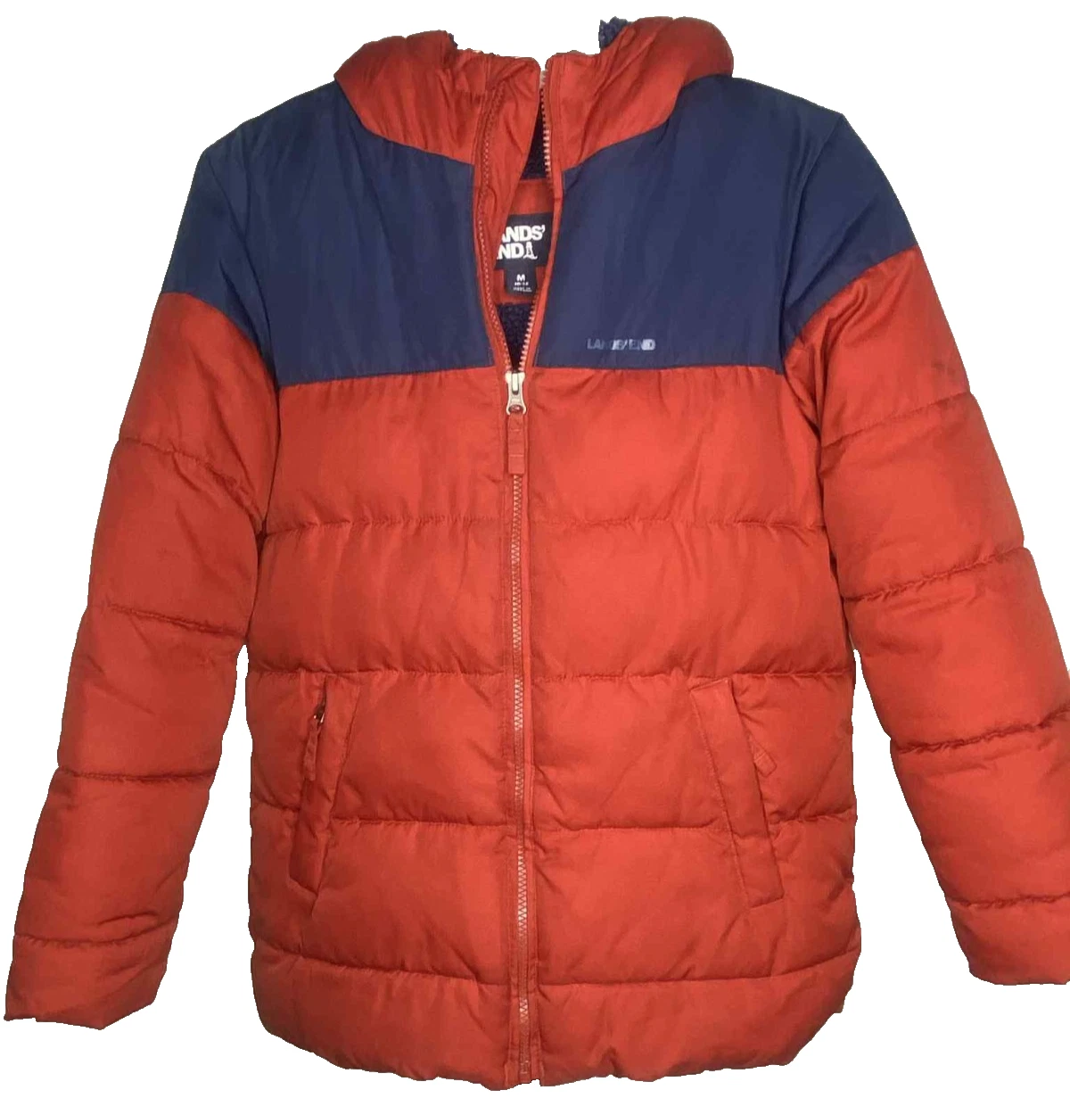 Lands' End Sherpa Insulated Coat Jacket Size M (10/12) Kids Windproof outdoor