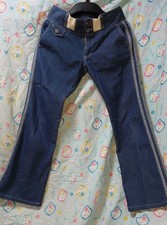 Adidas Blue Denim Three Stripes Track Pants