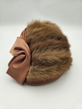 Vintage 1950s Hollywood Style Fur detailing Ladies Hat W/ Bow