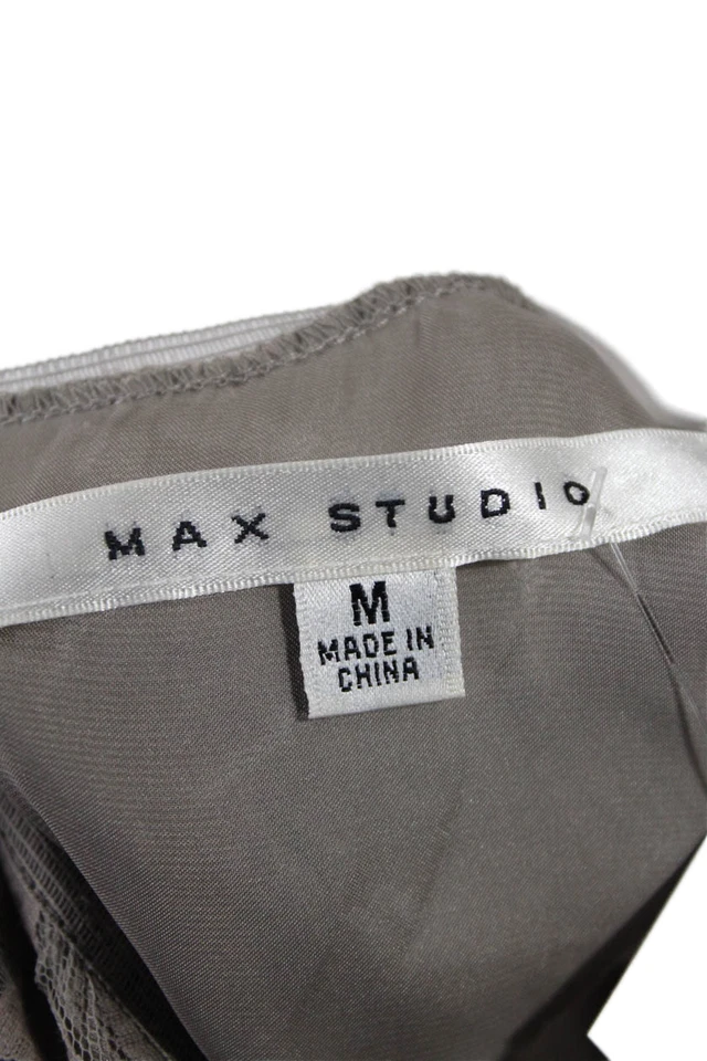 Vestido recto Max Studio para mujer sin mangas gris cuello redondo talla M Foto 4 de 4