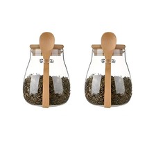 Airtight glass jar storage container with lid Set of 2, wide mouth, leak-proo...