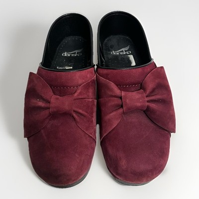 Dansko Pro Bow Women's Clog, Wine Milled Nubuck Size 38 - US 7.5/8.0