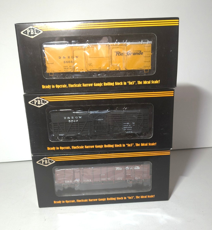 (3) PBL D&RGW RTO Freight cars Box-Stock-Gon