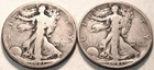 Lot (2) Walking Liberty Half Dollars 1921 P, 1921 S Better Date Silver 50C Coins