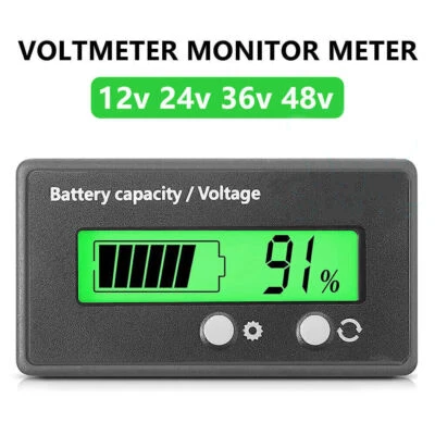 MARKENLOS Batterie Kapazität Voltmeter Spannung LCD Anzeige Volt Monitor 12V 24V 36V 48V@
