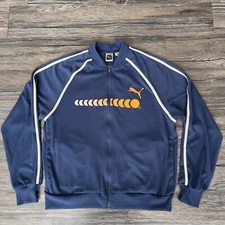 Puma Special Edition Track Jacket Full Zip Athletic Wear Blue Men L EUC