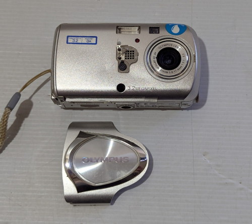 Olympus Mju 300 Digital Camera 3.2MP Silver 2x battery + Charger - PARTS ONLY - Picture 2 of 7