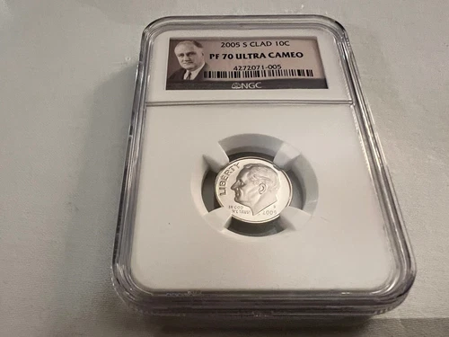 2005-S CLAD ROOSEVELT DIME NGC PF70 U.C. "PORTRAIT LABEL "TOP POP" 